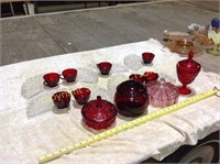 20 pcs red glasswear and formal snack sets