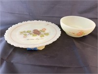 Fenton Hand Painted Plate & Bowl