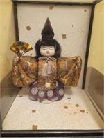 JAPANESE DOLL IN GLASS SHADOW BOX