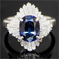 Platinum 3.99 ct Natural Sapphire & Diamond Ring