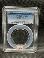 1971-D KENNEDY HALF DOLLAR PCGS MS66 DDO FS-101