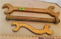 Large Gold Colored Wrenches & Bar