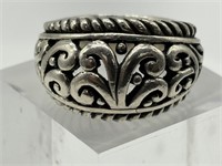 Sterling Silver Chunky Reticulated Scroll Ring