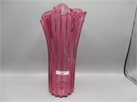 Art glass 12" cranberry vase