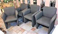 Four Rolling Upholstered Office Chairs