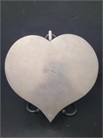 Large Pewter Heart Wall Plaque vtg