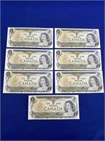 7 MINT -1973 Canadian Dollar Banknotes 5985971-77