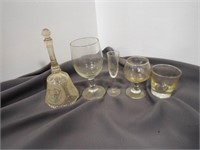 Vintage Glass Bell & (1) Carnival Glass Shot