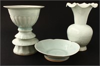 Three Chinese Qingbai Glazed Objects,