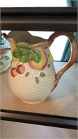 Large fitz &floyd basket weave fruit pitcher