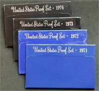 1971, 1972, 1973, 1974 US Mint Proof Sets