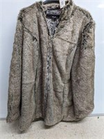 FAUX FUR JACKET WITH PAISLEY INTERIOR