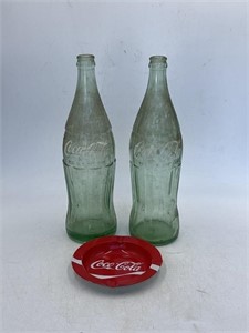 -2 1 pint 10 ounce glass Coca Cola bottle and