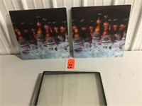 2- 17 1/2" X 17 1/2" 3D Budweiser prints w/ covers