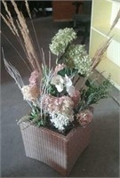 Large Wicker Planter W/ Floral Decor