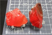 Red Slag Glass Old Stock, 2 pieces