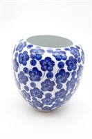 Blue & White Floral Flower Vase or Planter