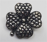 Antique Flower Brooch Sterling Silver