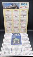 LARGE NOS 1984 & 89 CXS RAILROAD CALENDARS