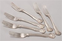 Five George IV Sterling Silver Dessert Forks,