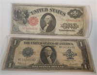 Two (2) Large $1 Notes - 1917 & 1923