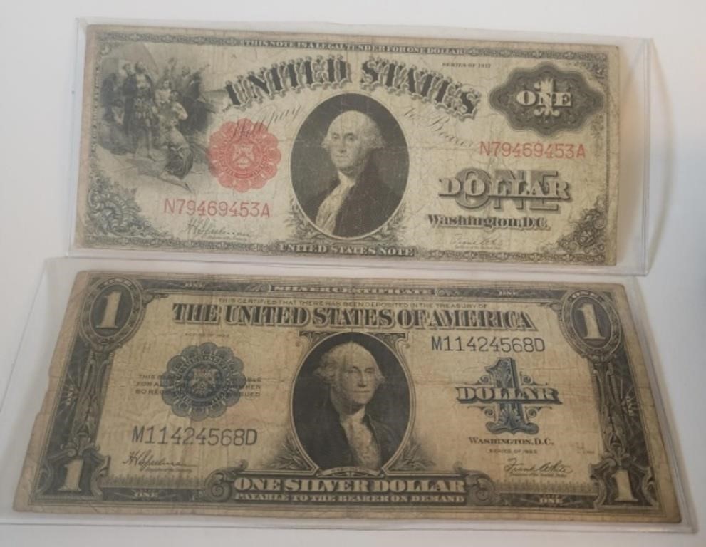 Two (2) Large $1 Notes - 1917 & 1923