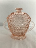 Buttons and Bows Pink Glass Sugar Bowl with Lid