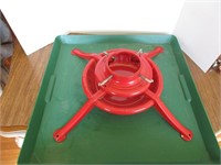 Vintage metal Christmas tree stand with tray
