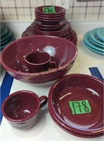 Dark Red Fiesta Dishes, Salad Bowl, Mugs