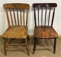 PAIR OF ANTIQUE WOODEN ACCENT CHAIRS
