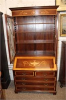 2pc Mahogany Bookcase Secretary w/ Nice Inlaid &