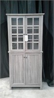 TALL GRAY HUTCH WITH STORAGE