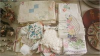 Vintage Pillowcases baby Quilt Hankies Dollies Lot