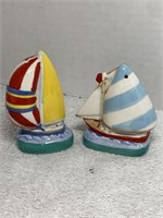 PAIR SAIL BOAT SALT AND PEPPER SHAKERS  - TALLEST
