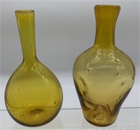 2 amber glass bottles
