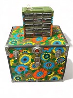 Mid century flower power trunk with matching