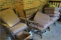 Wood Frame Couch and Chair with Cushions