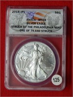 2015 (P) American Eagle ANACS MS69 1 Ounce Silver