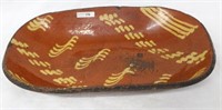 LARGE 19TH C. REDWARE BOWL WITH SLIP DECORATED, 3