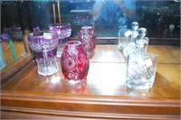 4 Vases & Cruets, 2 Amethyst & Ruby Flash - One As