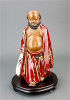 Chinese Porcelain Arhat Statue Signed Liu Chuan
