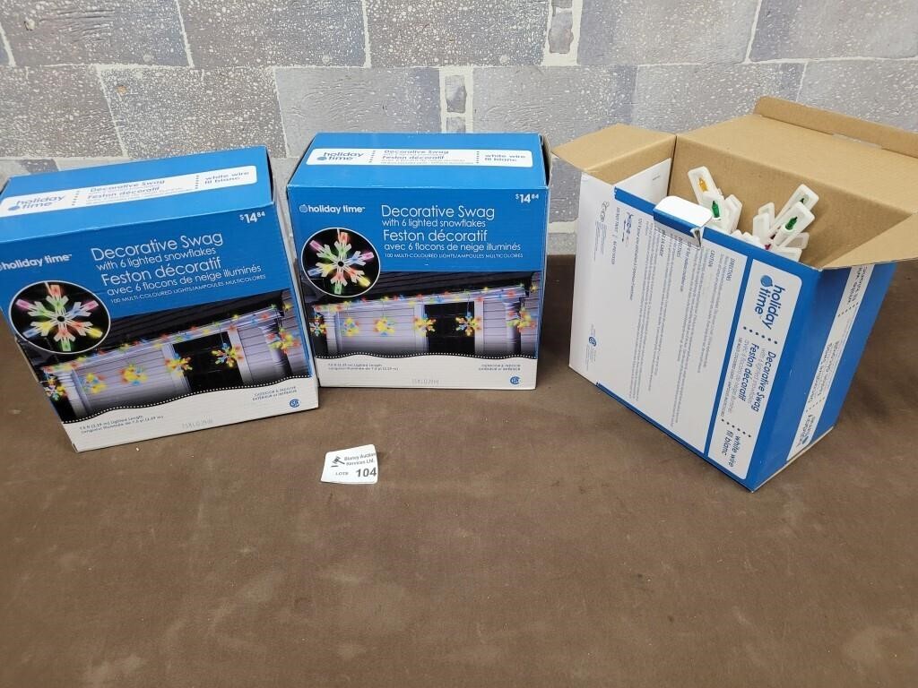 3 Boxes of LED snow flake christmas lights