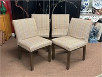Four Nice Slip Covered Brass Toned Base Chairs