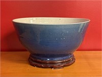C 1890 Chinese Cobalt Large Centerpiece Bowl