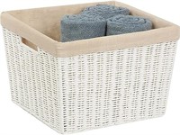 Parchment Cord Basket  White  12.99x15x10in