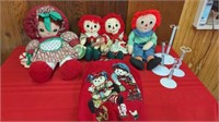 RAGGEDY ANN AND RAGGEDY ANDY DOLLS AND APRON AND