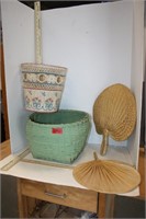 Handmade Raffia Fan, Large Woven Basket