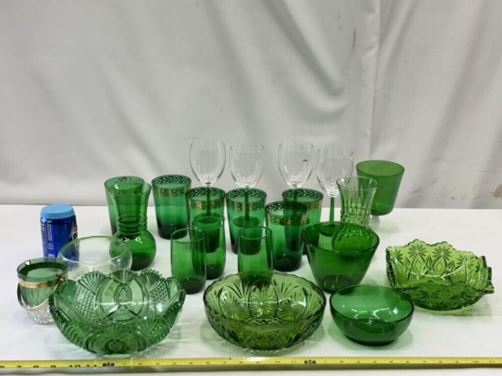 Vintage Emerald Glassware