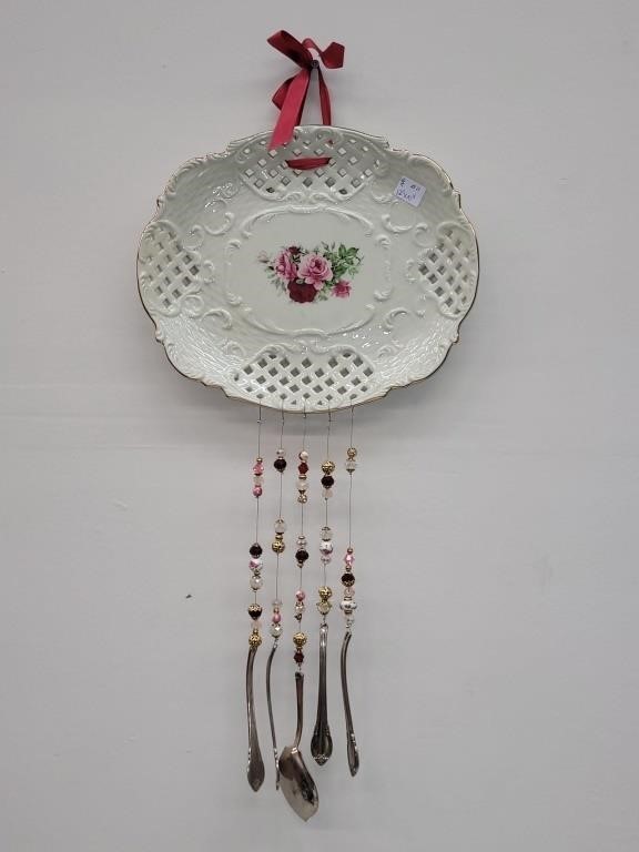HAND CRAFTED WIND CHIME - CHINA CRYSTAL & SILVER