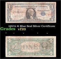 1957A $1 Blue Seal Silver Certificate Grades vf, v